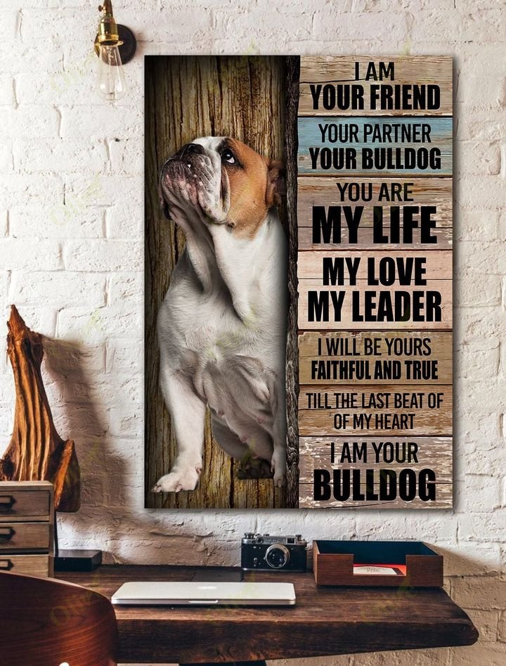 English Bulldog, I am your friend - Dog Portrait Canvas Prints, Wall Art