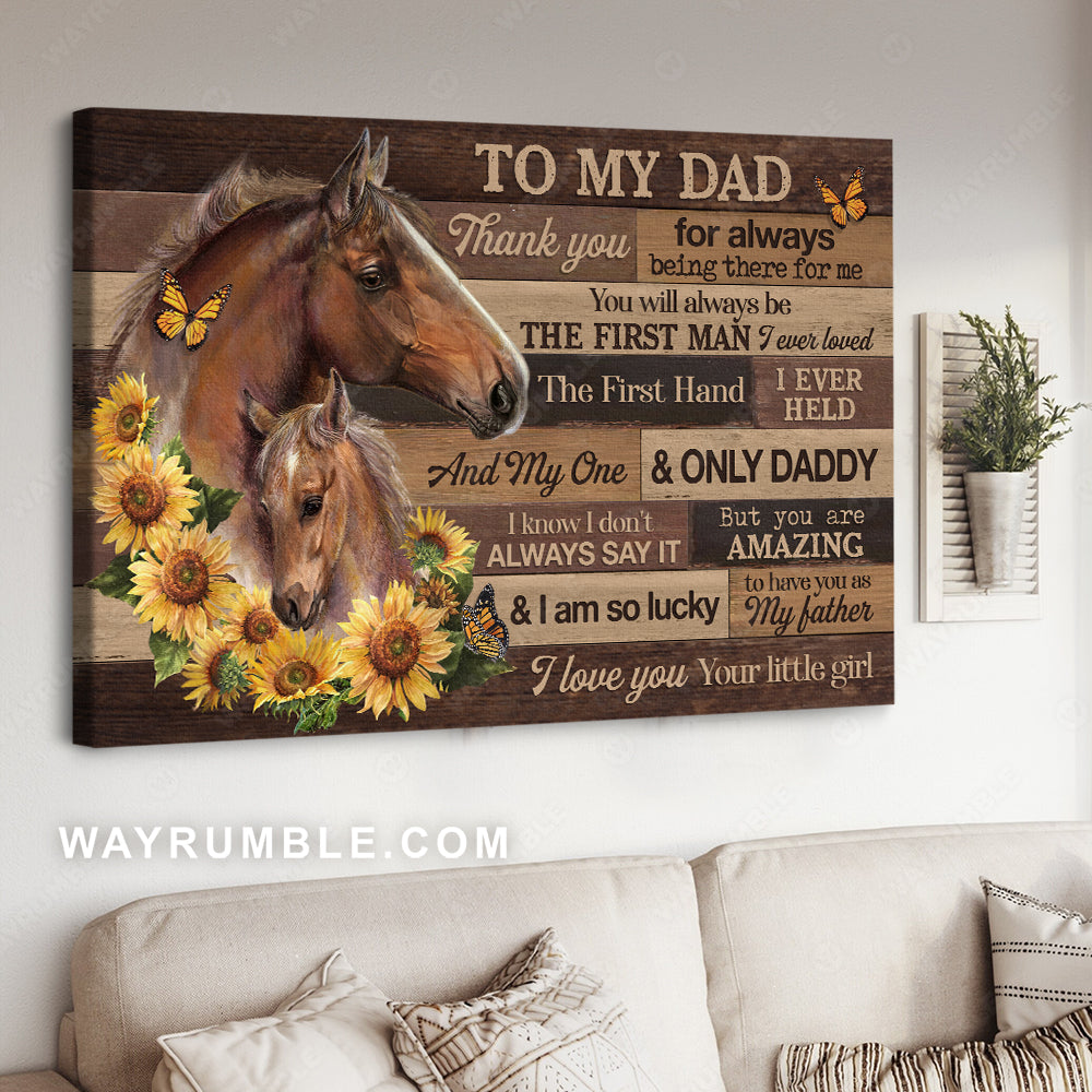Daughter to dad, Quarter horse, Sunflower wreath, Thank you for always being there - Family Landscape Canvas Prints, Wall Art