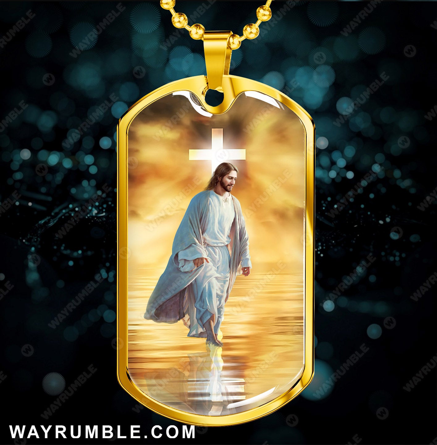 Walking with Jesus, Infinite Halo, Cross Symbol - Jesus Dog Tag