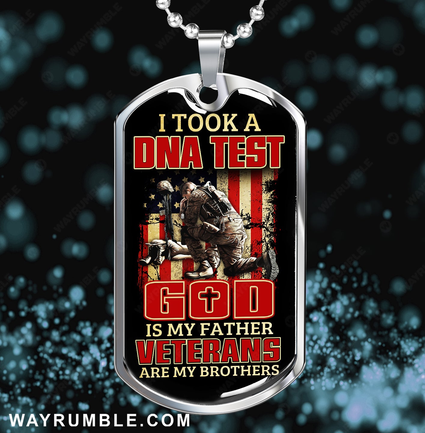 The US Flag, God is my father, Veterans are my brother - Jesus Dog Tag
