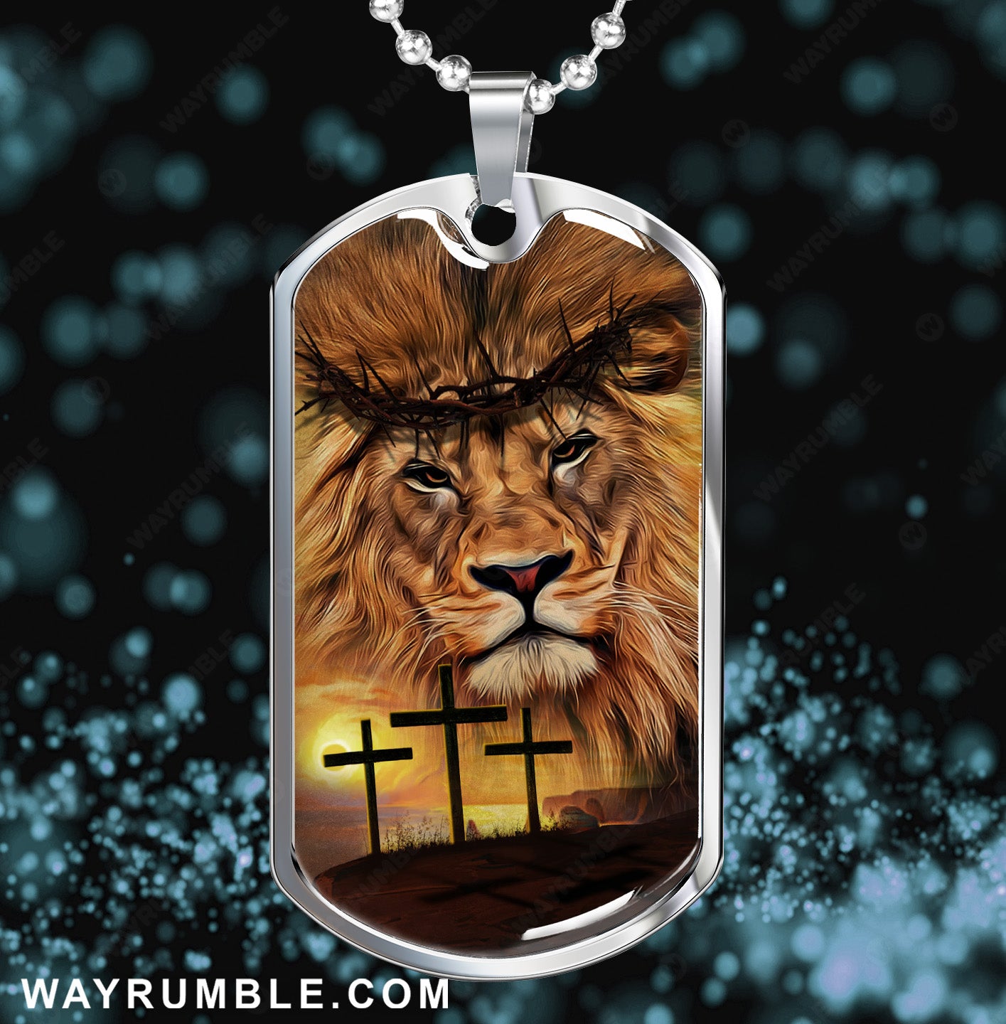Lion of Judah, Crow of thorns, The old rugged crosses - Jesus Dog Tag