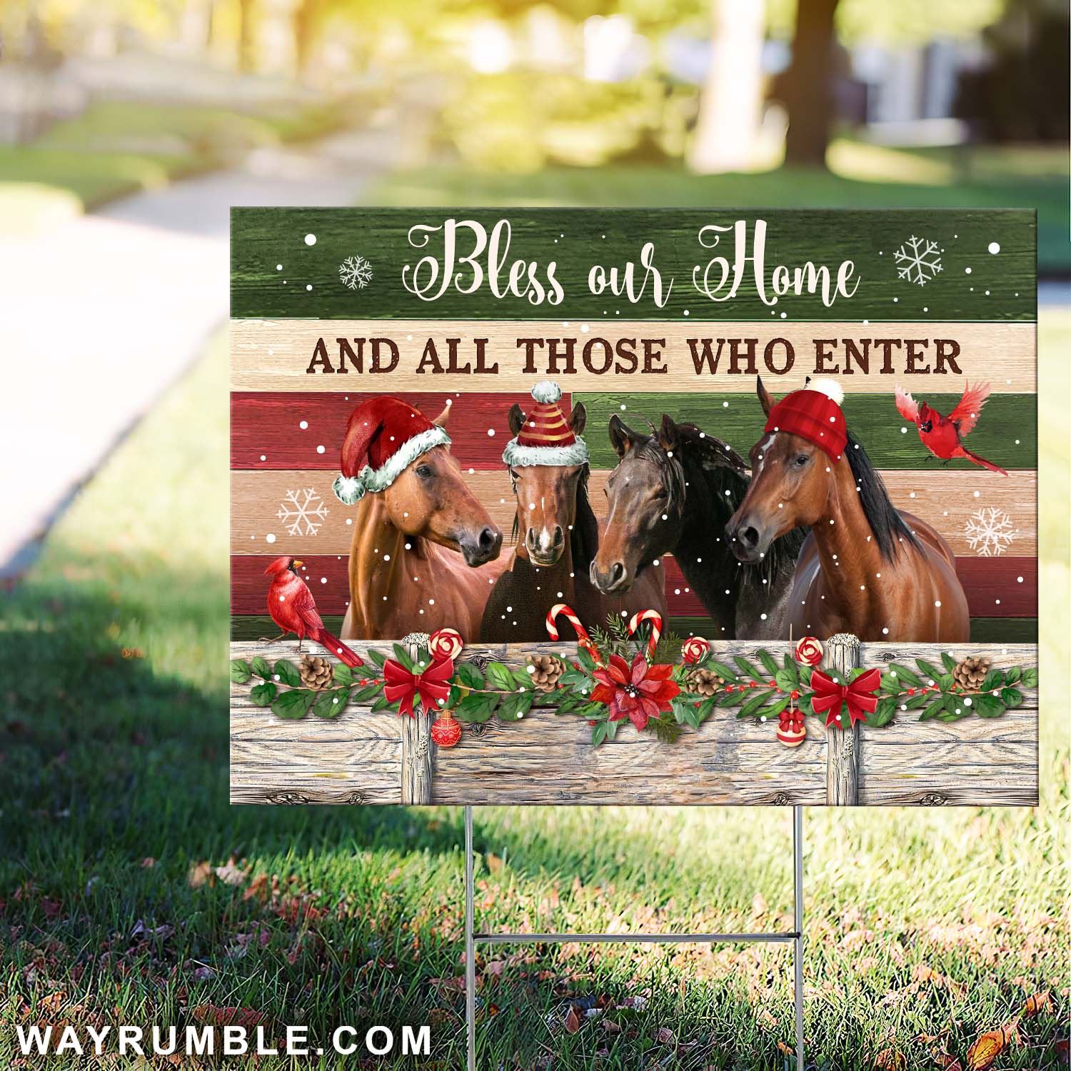 Bless our home and all those who enter - Jesus, Horse, Christmas Yard Sign