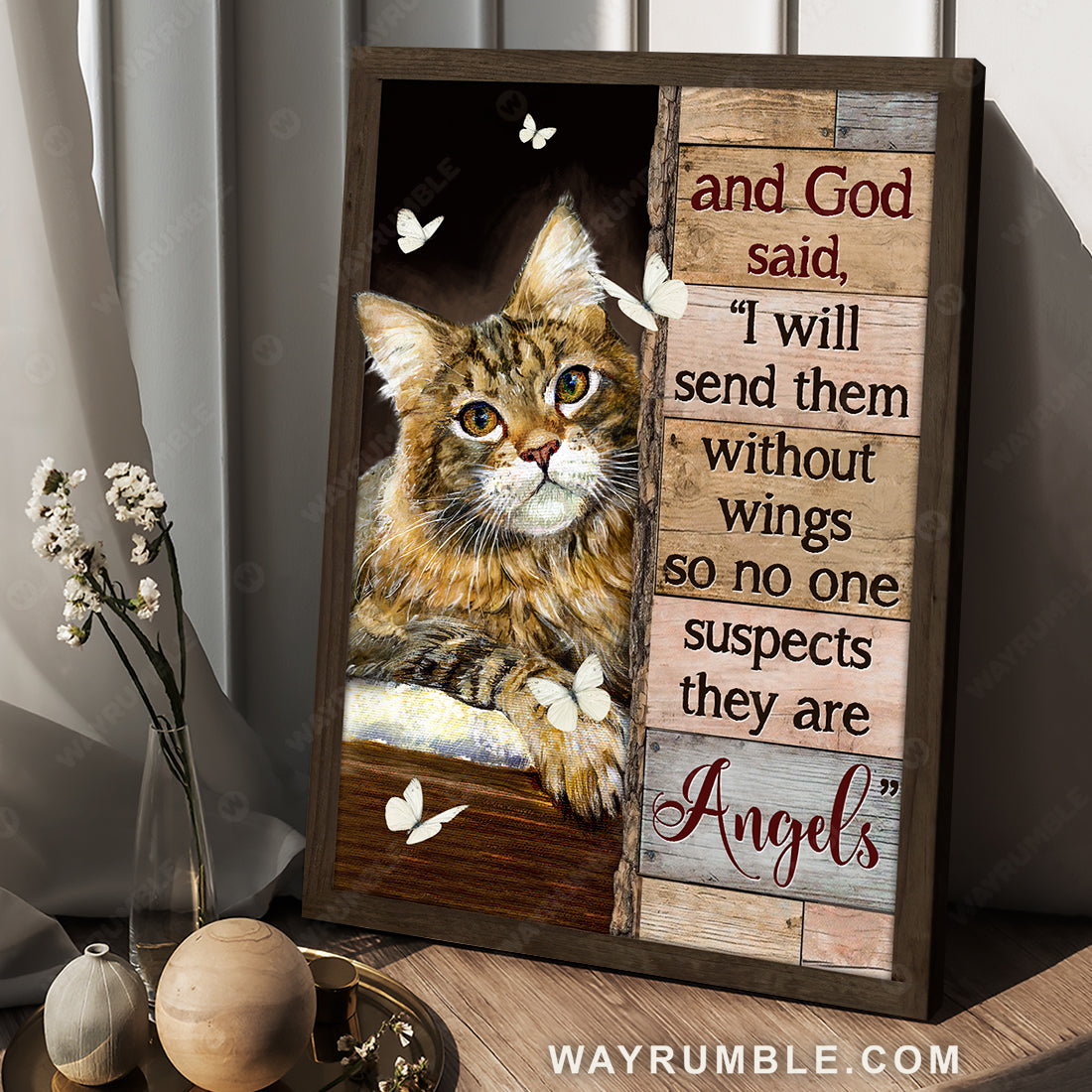 Pretty cat drawing, White butterfly, I will send them without wings - Jesus Portrait Canvas Prints, Christian Wall Art
