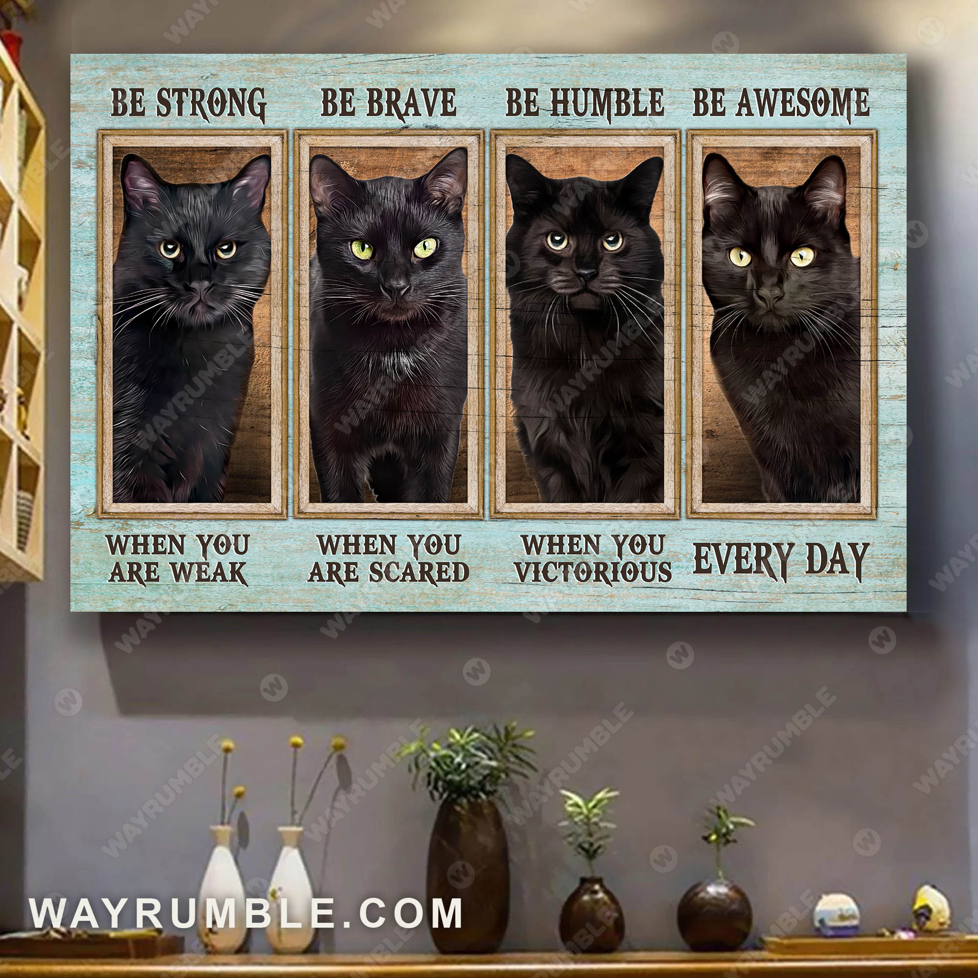 Black cat painting, Be awesome everyday - Jesus Landscape Canvas Prints, Wall Art