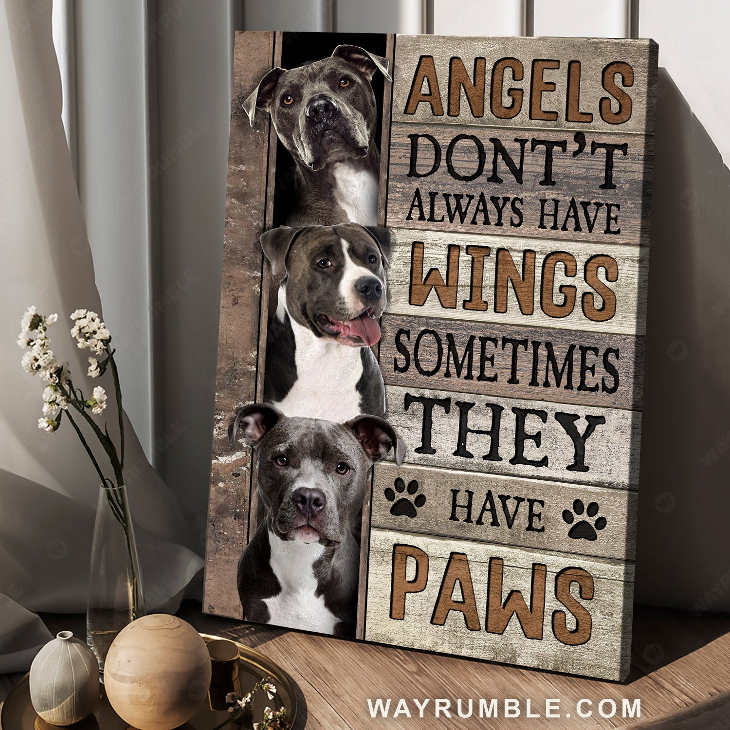 Pitbull dog, Pitbull terrier, Angels don't always have wings - Jesus Portrait Canvas Prints, Christian Wall Art