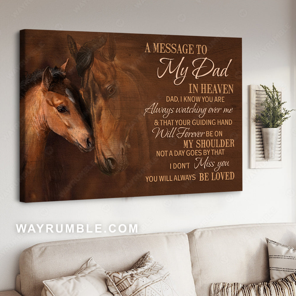 Son to dad, Quarter horse, Gift for horse lover, A message to my dad in heaven - Family Landscape Canvas Prints, Wall Art