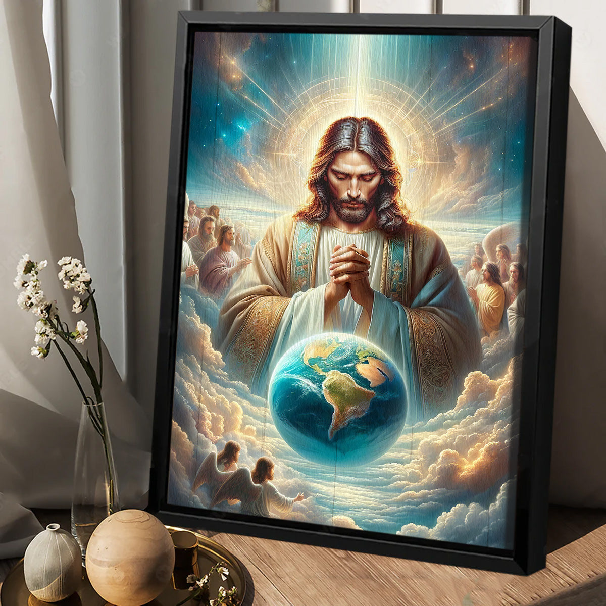 Jesus and the Heaven, Earth - Christian Portrait Canvas Prints, Wall Art
