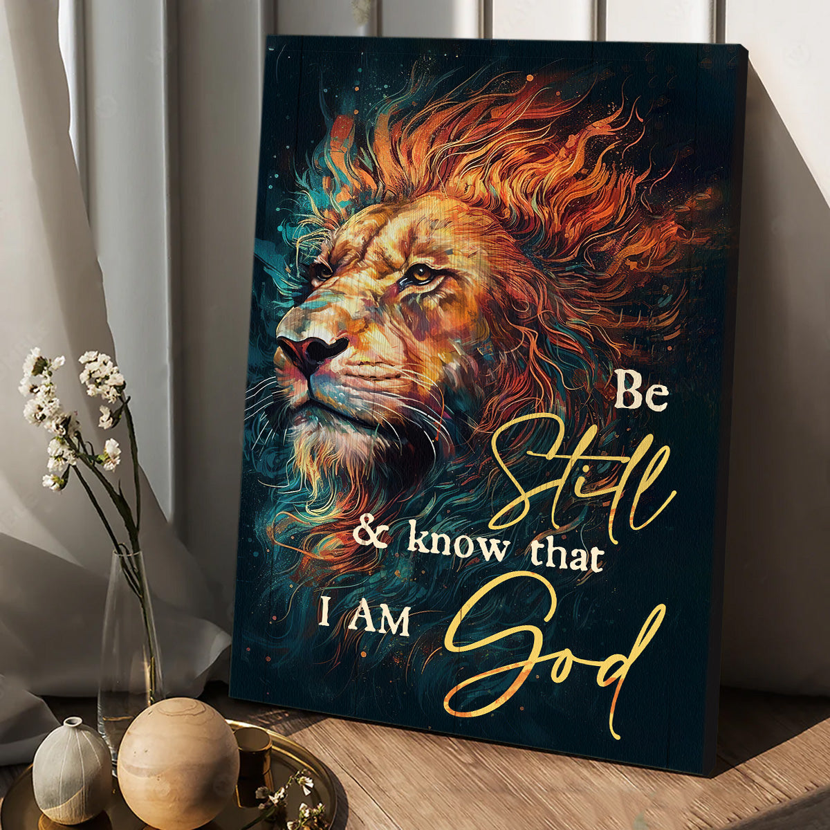 Lion of Judah - Be still and know that I am God - Jesus Portrait Canvas Prints, Wall Art