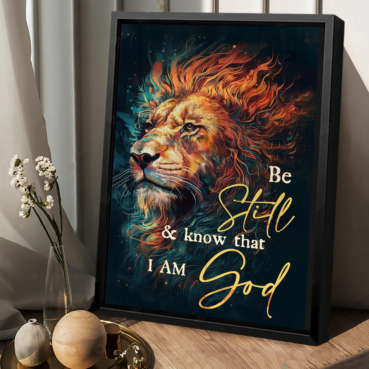 Lion of Judah - Be still and know that I am God - Jesus Portrait Canvas Prints, Wall Art