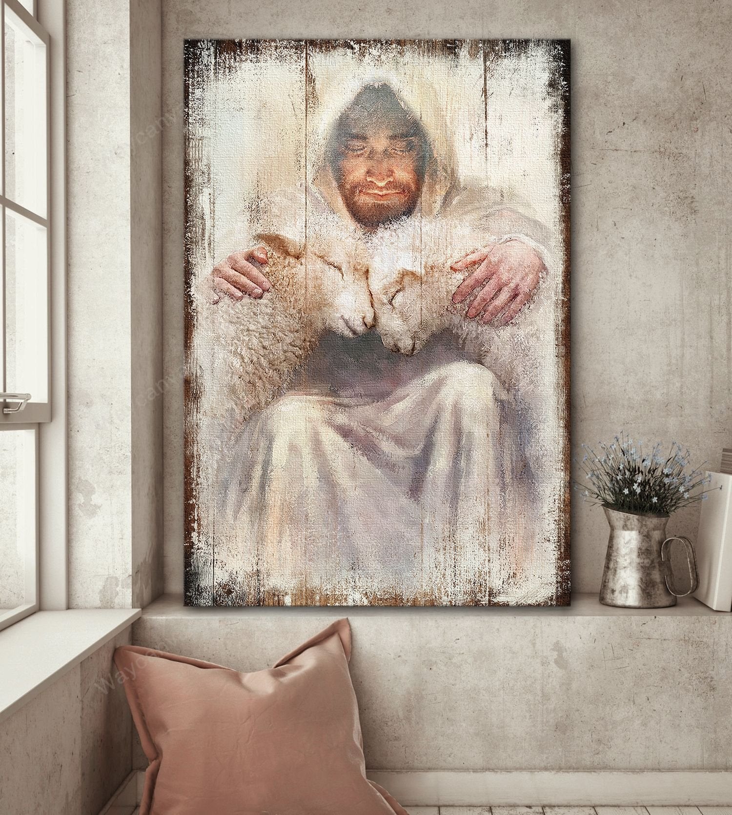 Life of Jesus, White lamb painting, Jesus artwork, Animal drawing - Jesus Portrait Canvas Prints, Wall Art