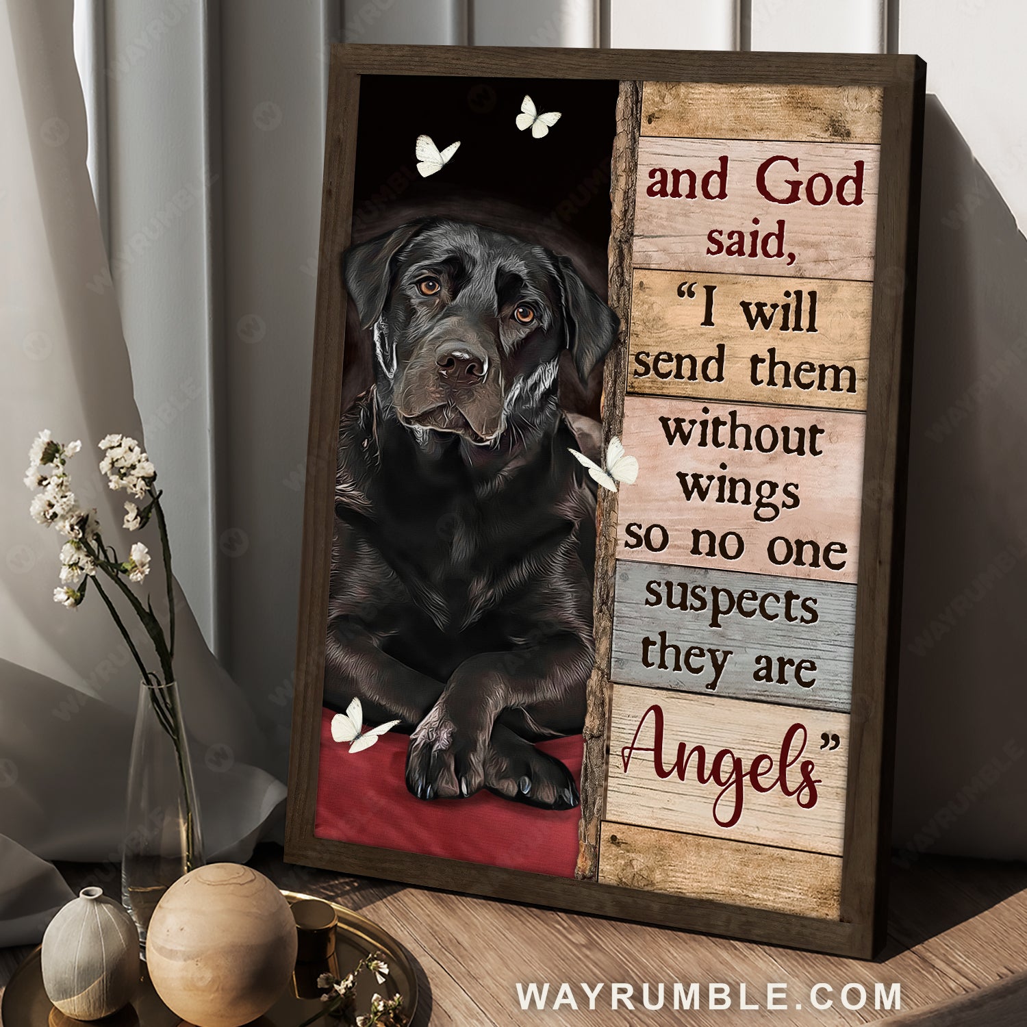 Black Labrador, Butterfly, I will send them without wings - Jesus Portrait Canvas Prints, Christian Wall Art
