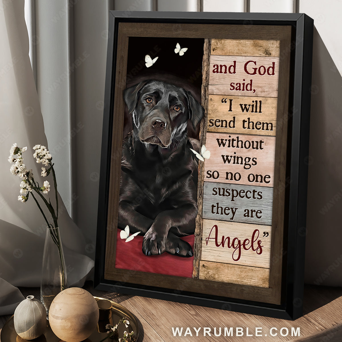 Black Labrador, Butterfly, I will send them without wings - Jesus Portrait Canvas Prints, Christian Wall Art