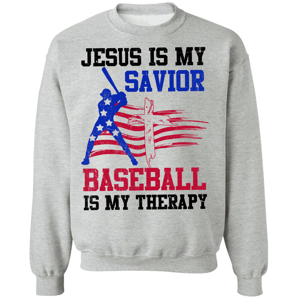 Hitter, Jesus is my savior, Baseball is my therapy - Jesus, Baseball Apparel