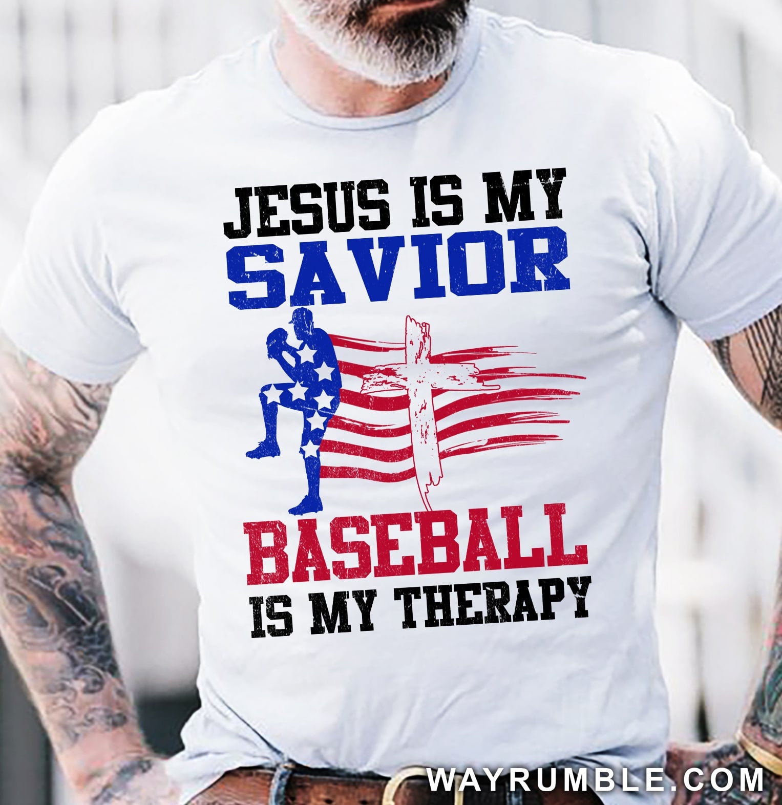 Pitcher, Jesus is my savior, Baseball is my therapy - Jesus, Baseball White Apparel