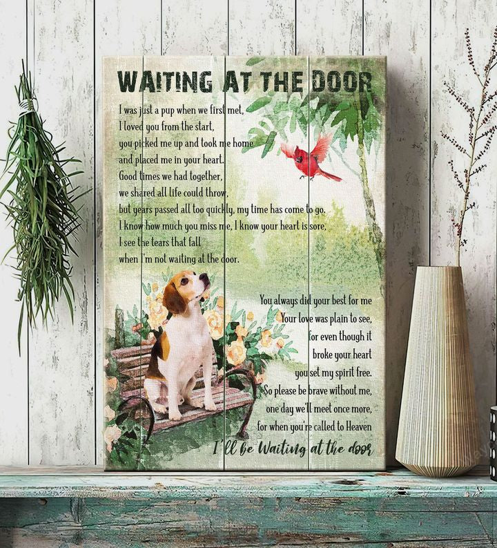 Beagle, Cardinal, In the park, Waiting at the door for you - Beagle Portrait Canvas Prints, Wall Art
