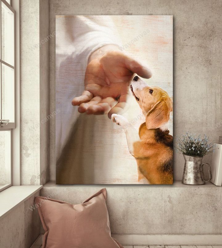 Beagle, Jesus hand, Take my hand - Beagle Portrait Canvas Prints, Wall Art