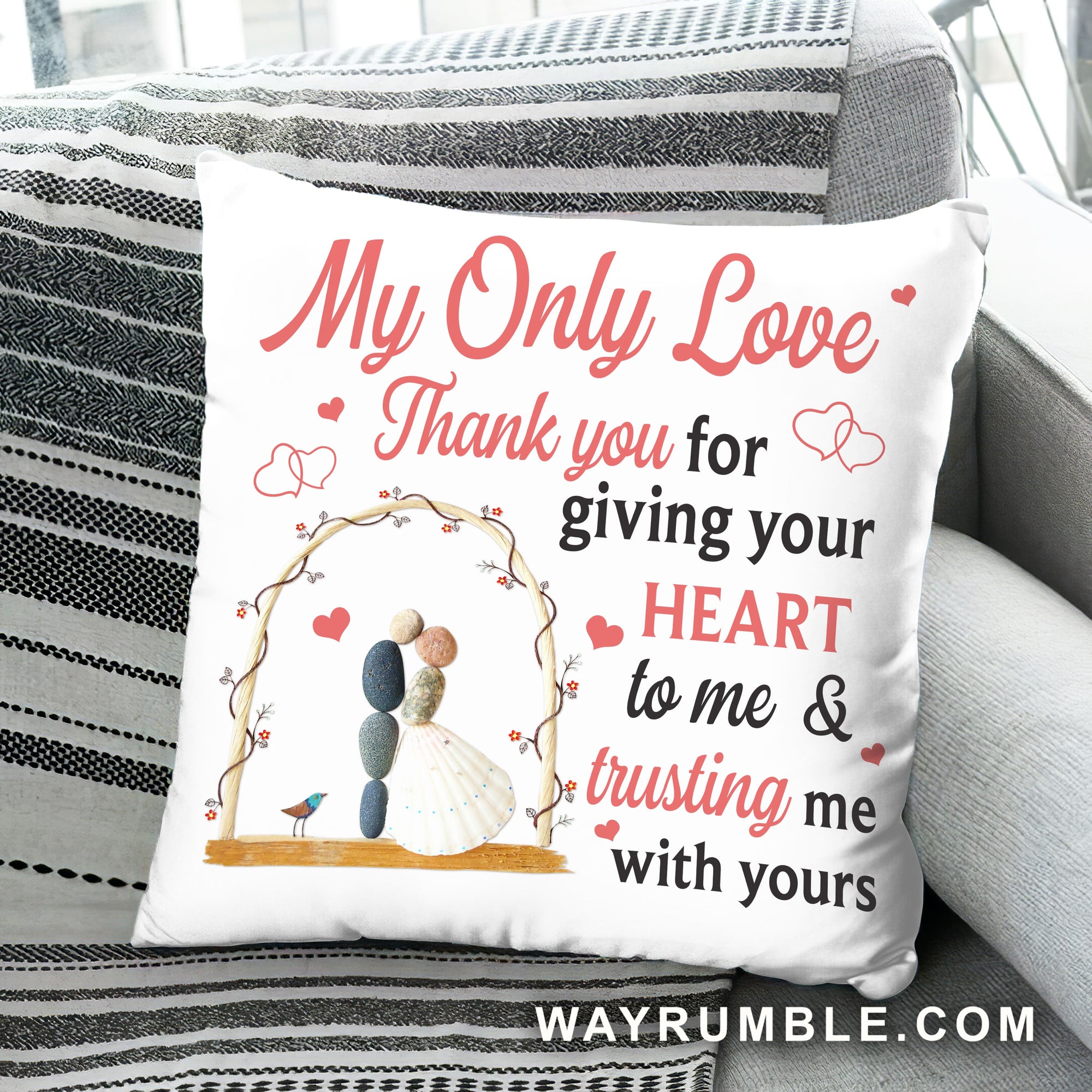 Couple giving a kiss - Thank you for giving your heart- Pillow