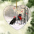 Black Pug painting, Winter park, On a date - Christmas Ceramic Heart Ornament