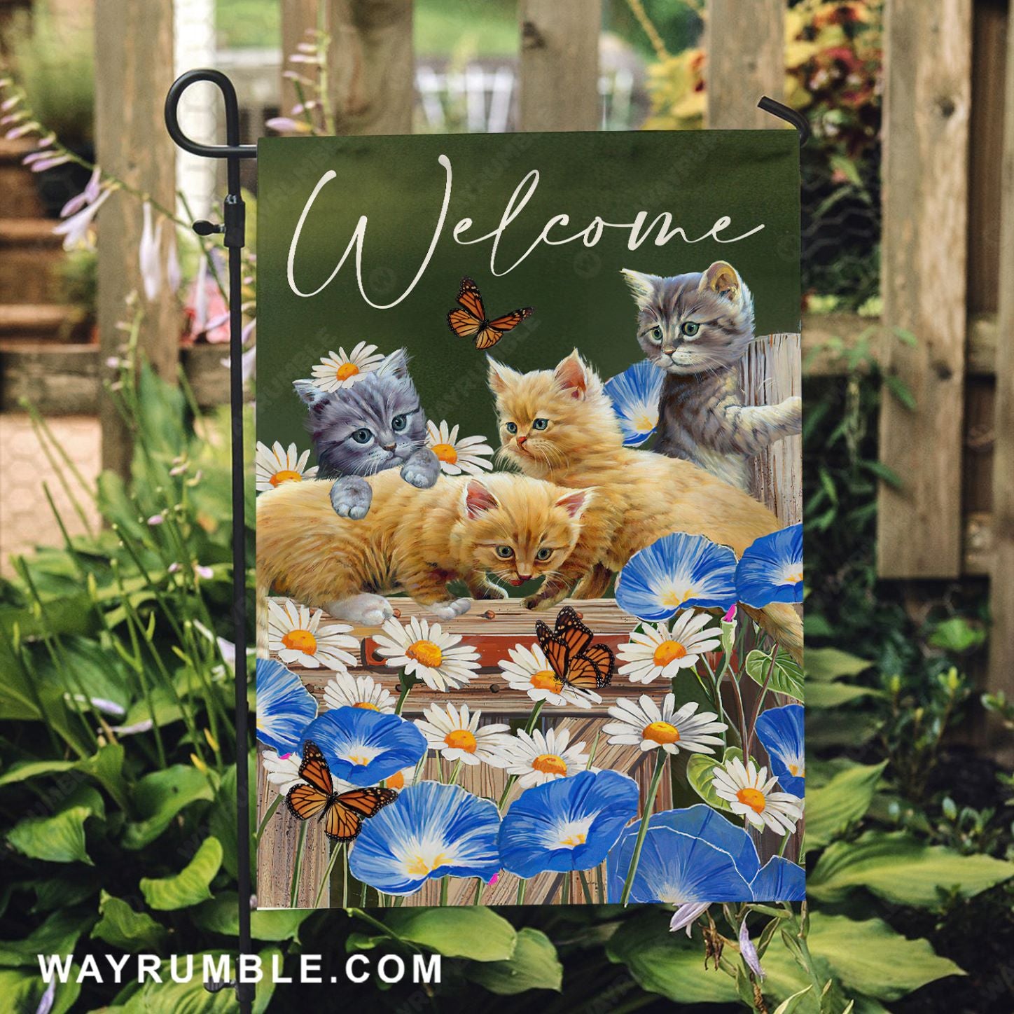 Cute cat, Daisy garden, Moring glory flower, Welcome - Cat Flag