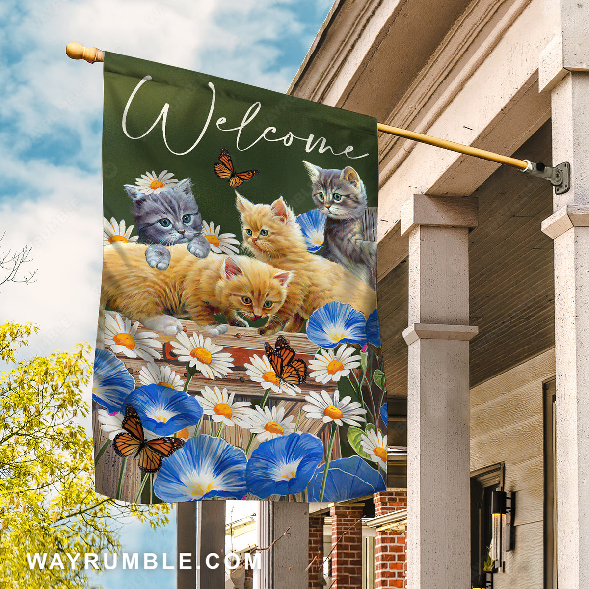 Cute cat, Daisy garden, Moring glory flower, Welcome - Cat Flag