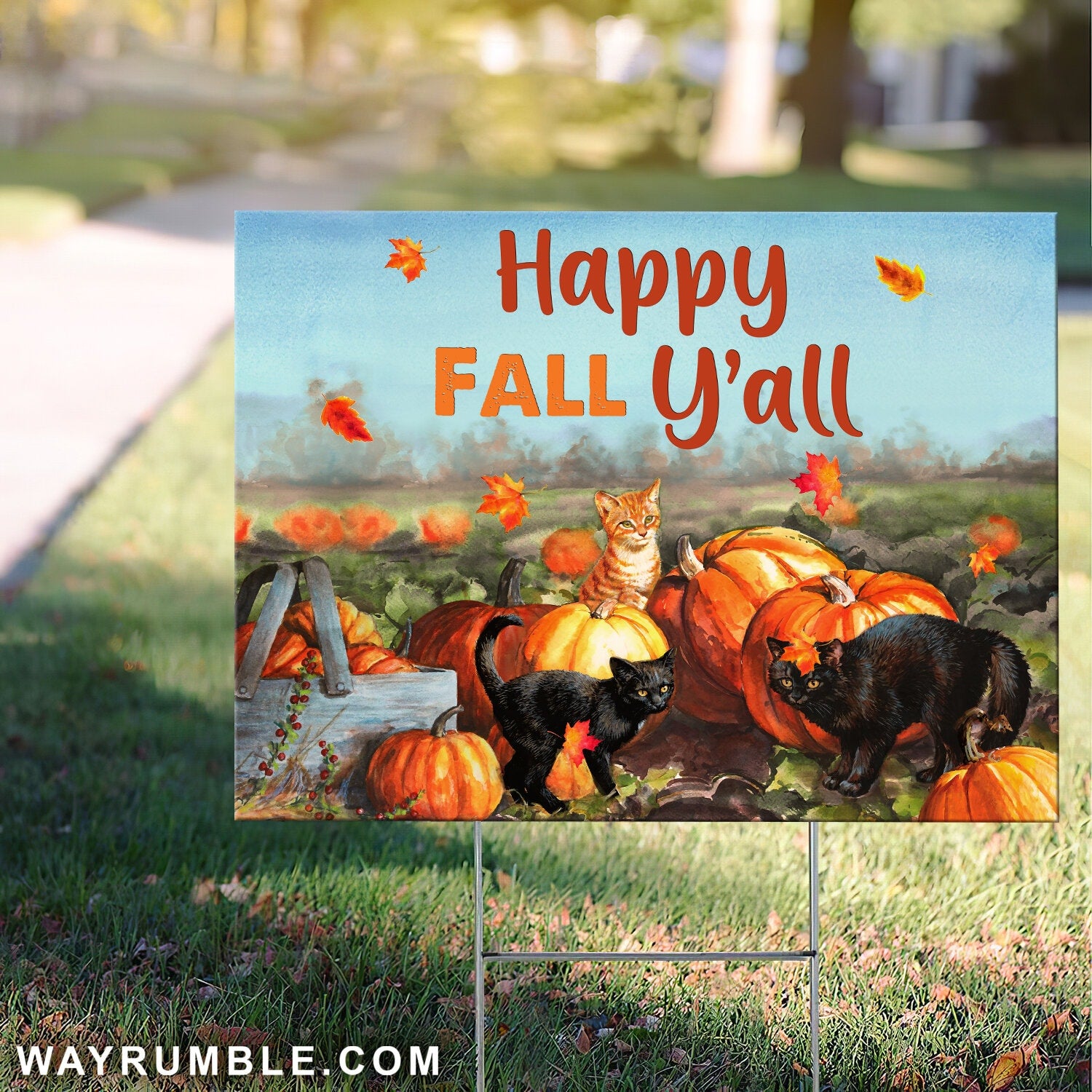 Happy fall you all - Pumpkin, Cat Yard Sign