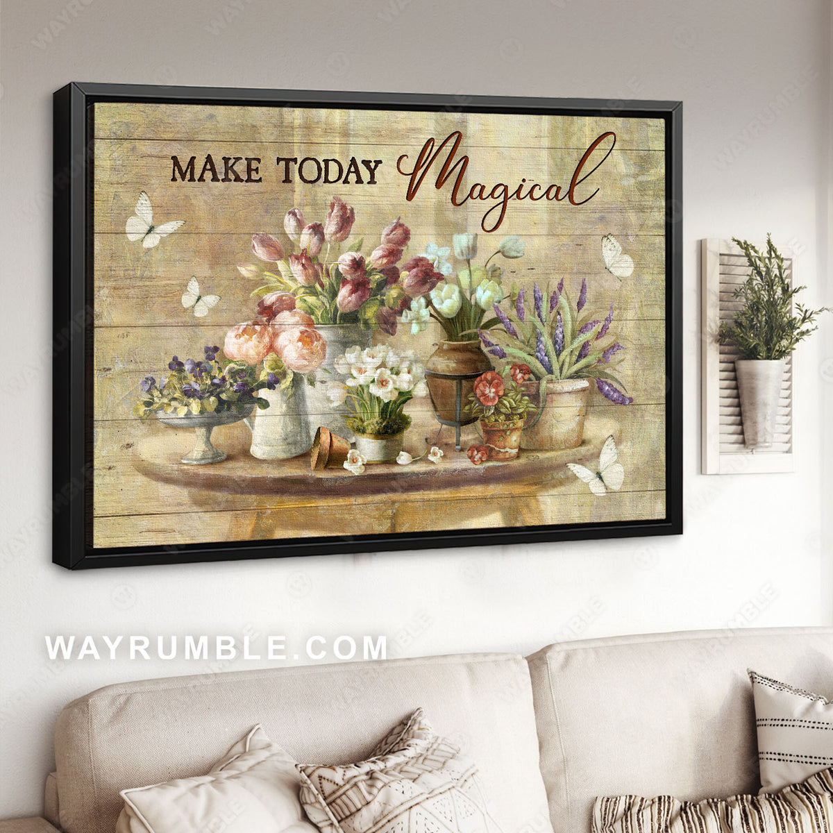 Colorful flowers, Pink tulip, Orange peony, Make today magical - Jesus Landscape Canvas Prints, Christian Wall Art