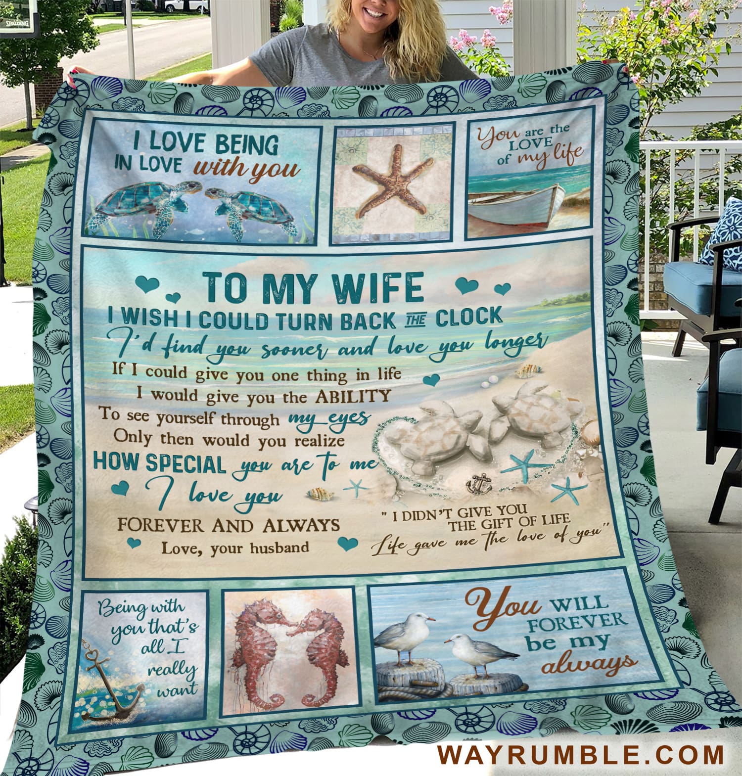 To my wife - Sea creatures - I love you forever and always - Blanket