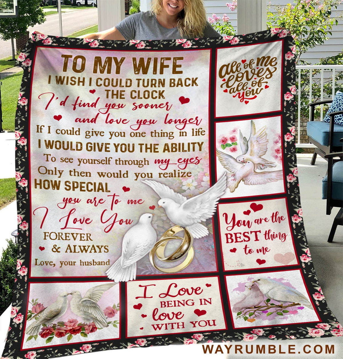 To my wife, Doves painting, Wedding rings, You are the best thing to me - Couple Blanket