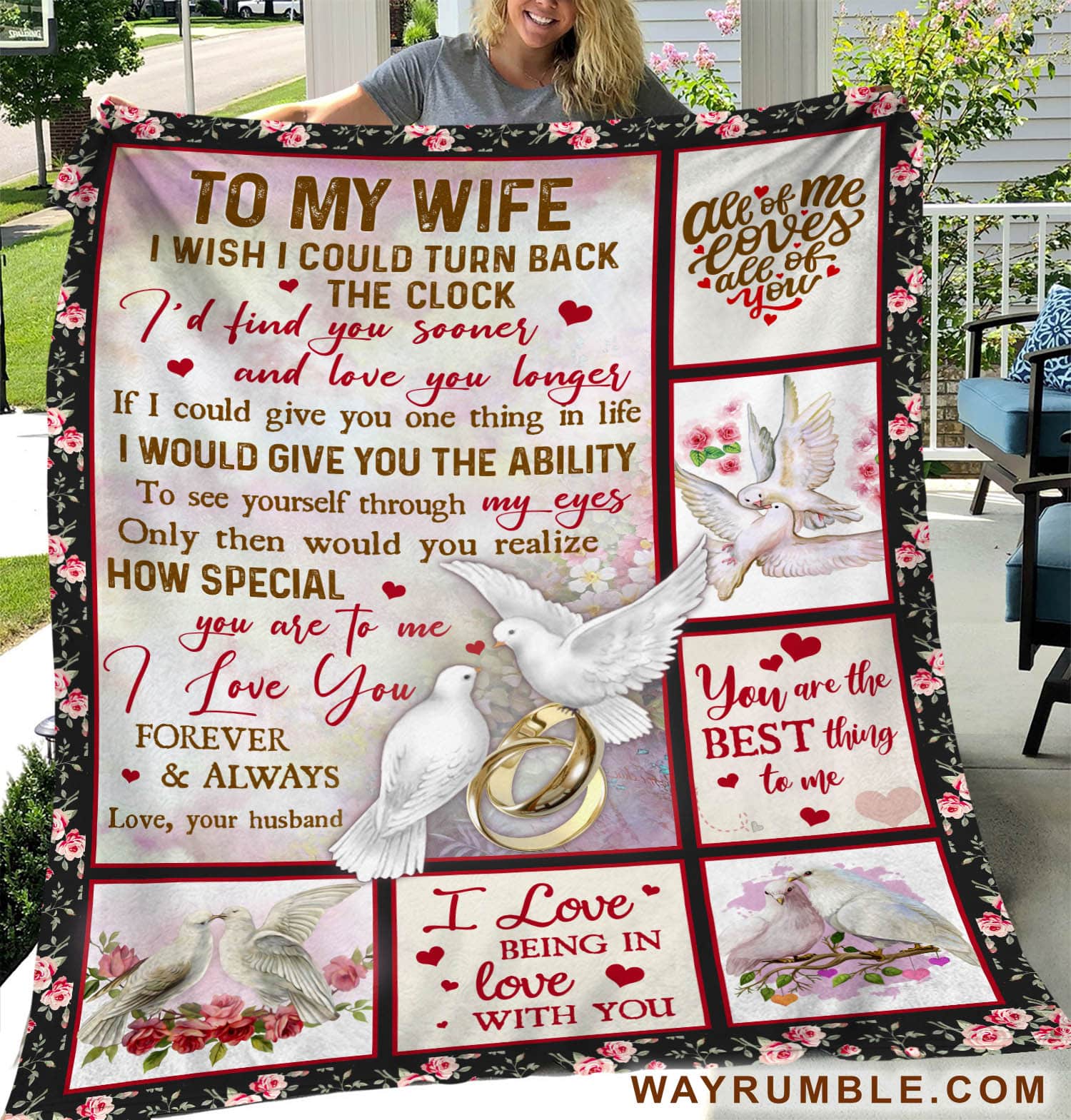 To my wife, Doves painting, Wedding rings, You are the best thing to me - Couple Blanket