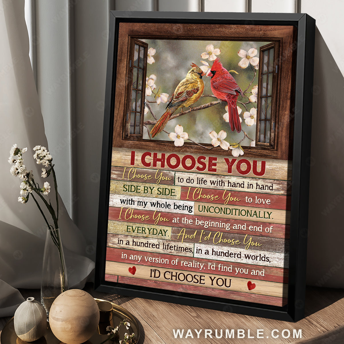 Spring forest, Pretty cardinal, Small window, I choose you - Couple Portrait Canvas Prints, Wall Art