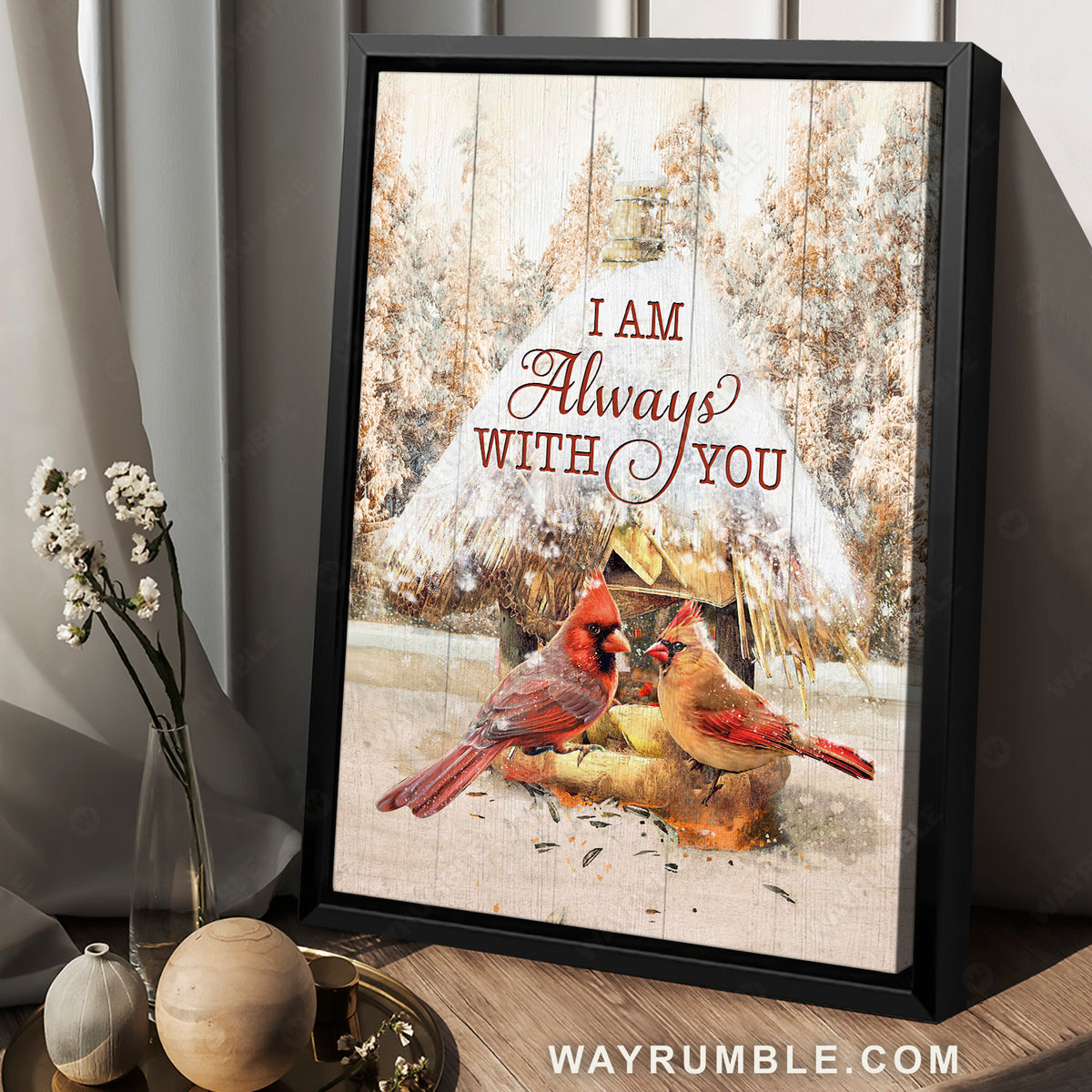 Lovely cardinals, Stunning birdhouse, Winter forest, I am always with you - Couple Portrait Canvas Prints, Wall Art