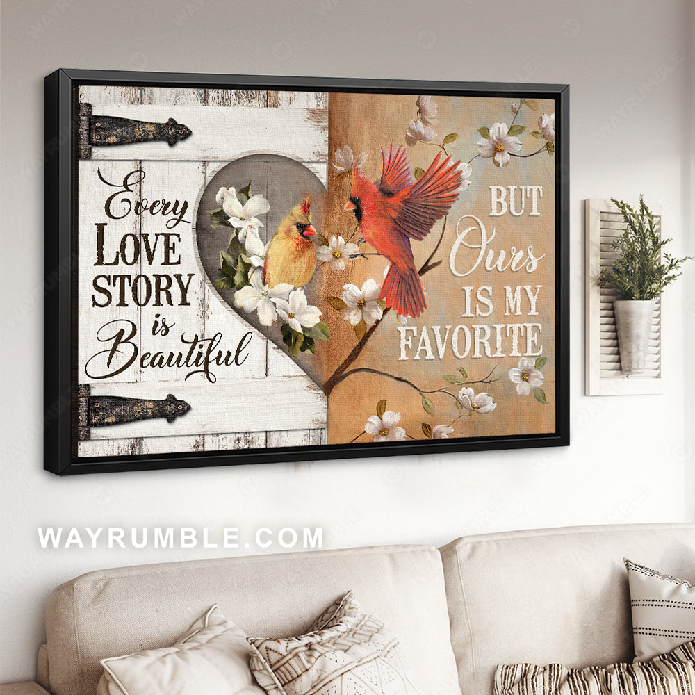 Jasmine garden, Beautiful cardinal, Every love story is beautiful - Couple Landscape Canvas Prints, Wall Art