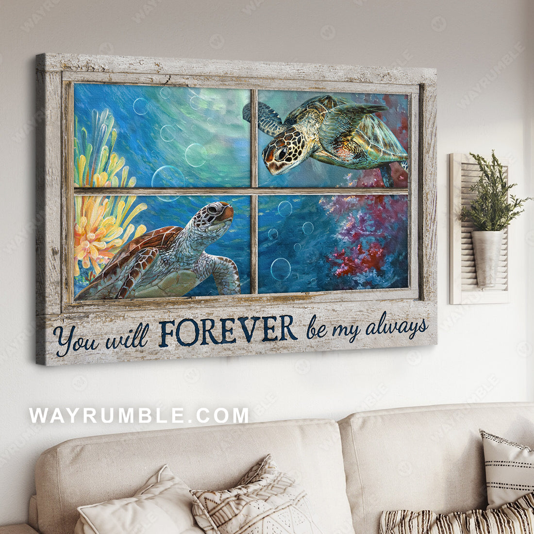 Oldest sea turtle, Amazing ocean, You will forever be my always - Couple Landscape Canvas Prints, Wall Art