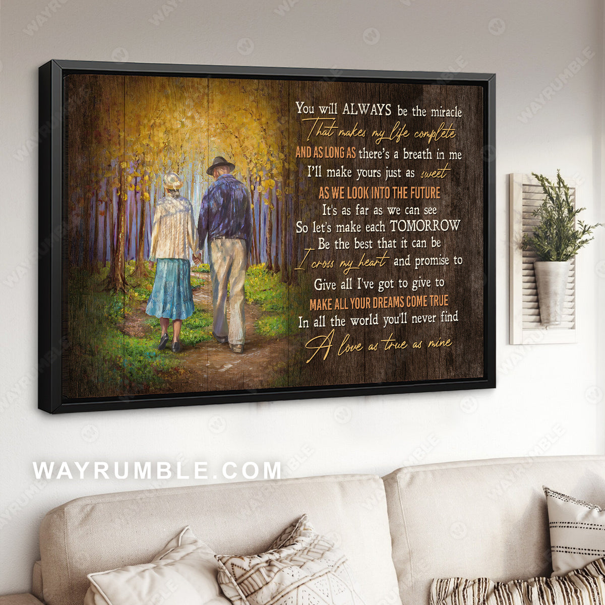 Autumn forest, Couple drawing, You will always be the miracle - Couple Landscape Canvas Prints, Wall Art