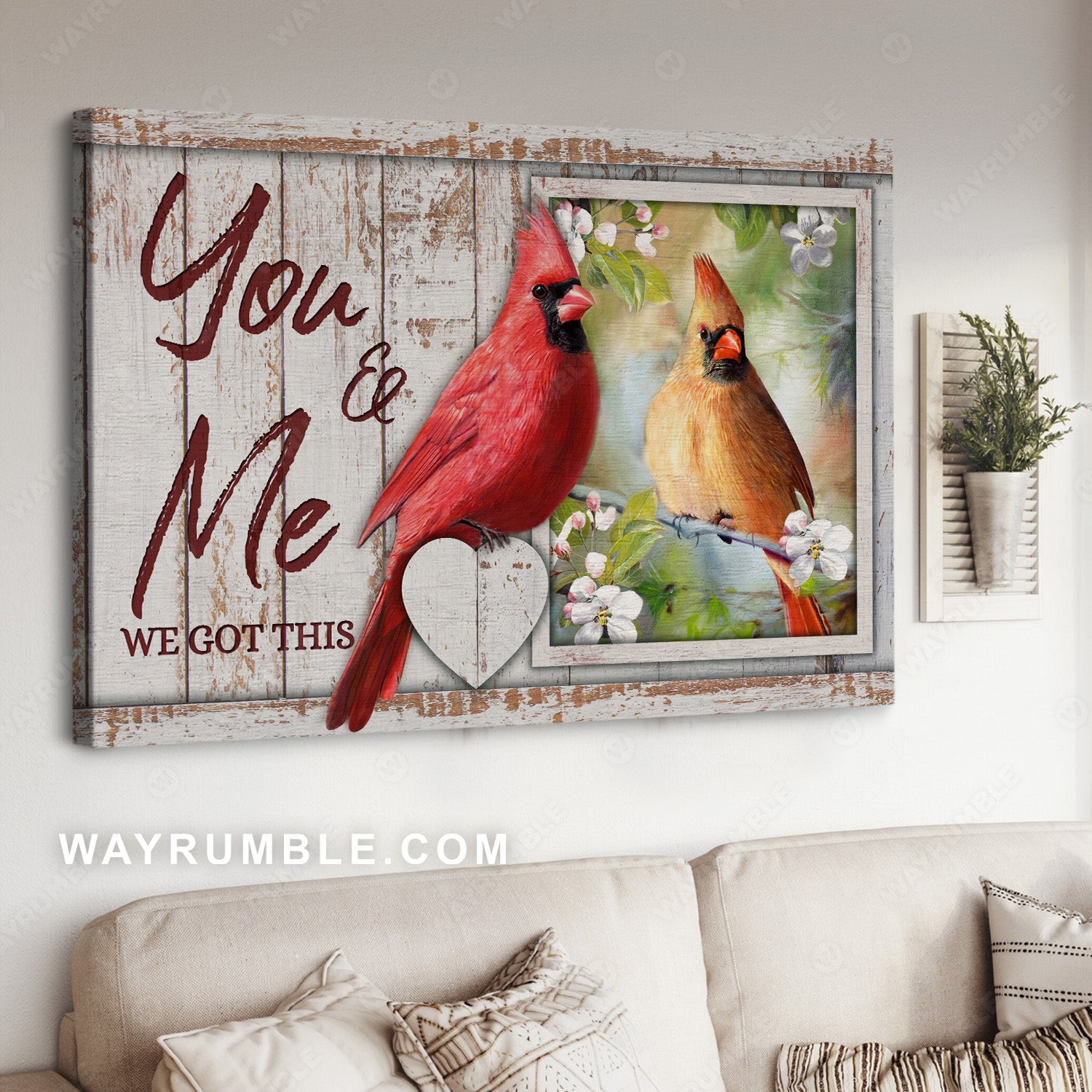 Beautiful cardinal, Jasmine artwork, Pretty forest, You and me, We got this - Couple Landscape Canvas Prints, Wall Art