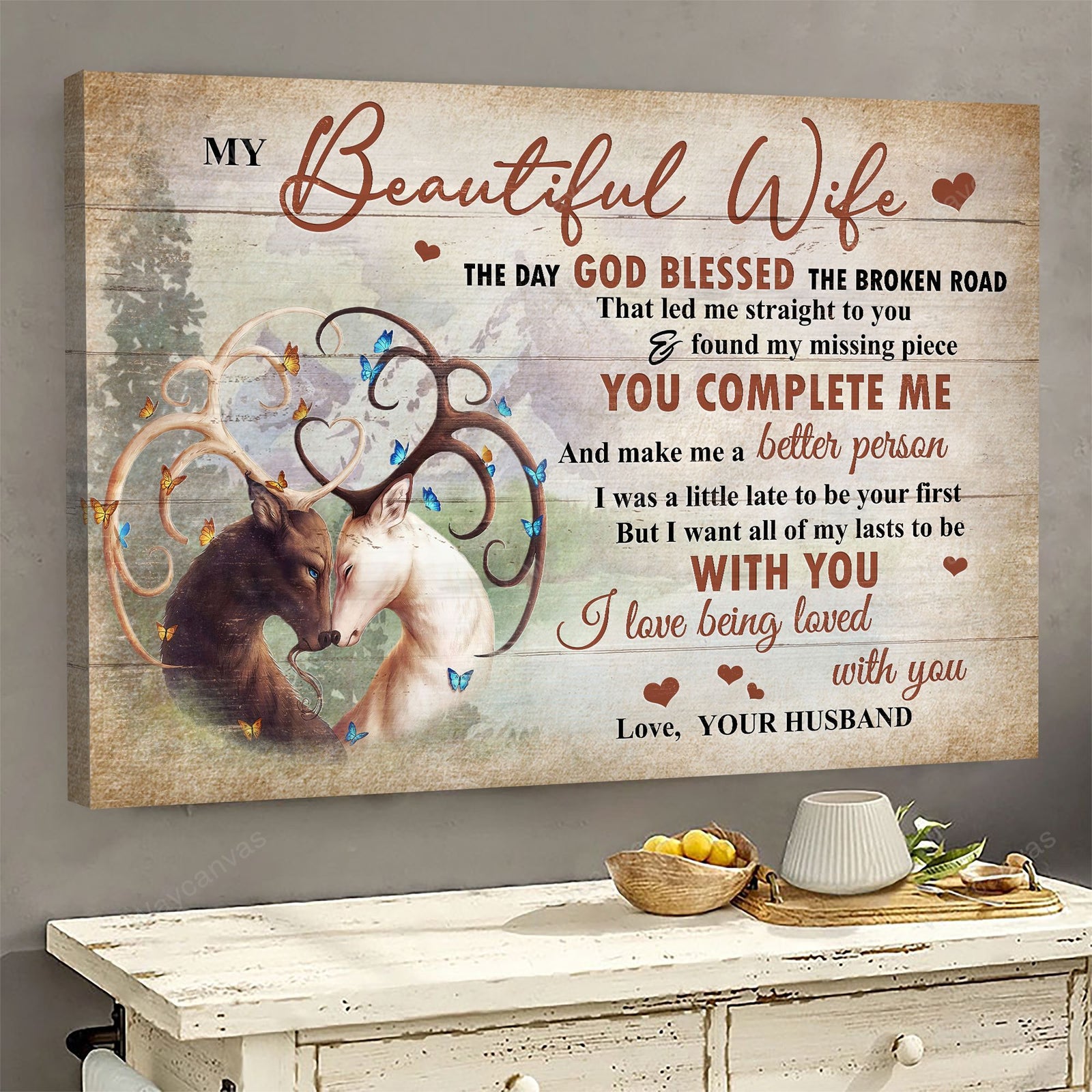 Chamois Couple, Mountain, Grassland, My beautiful wife, I love being loved with you - Couple Landscape Canvas Prints, Wall Art