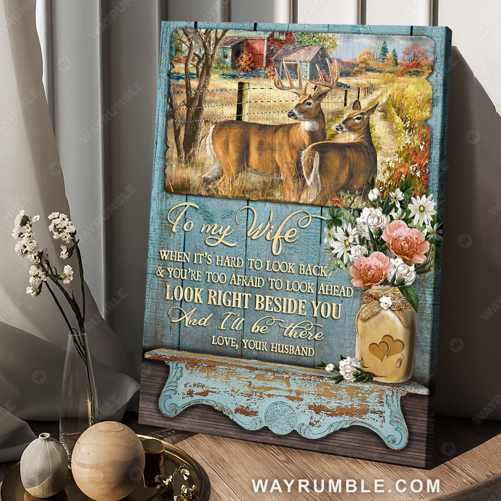 To my wife, Countryside landscape, Vintage painting, I'll be there - Couple Portrait Canvas Prints, Wall Art