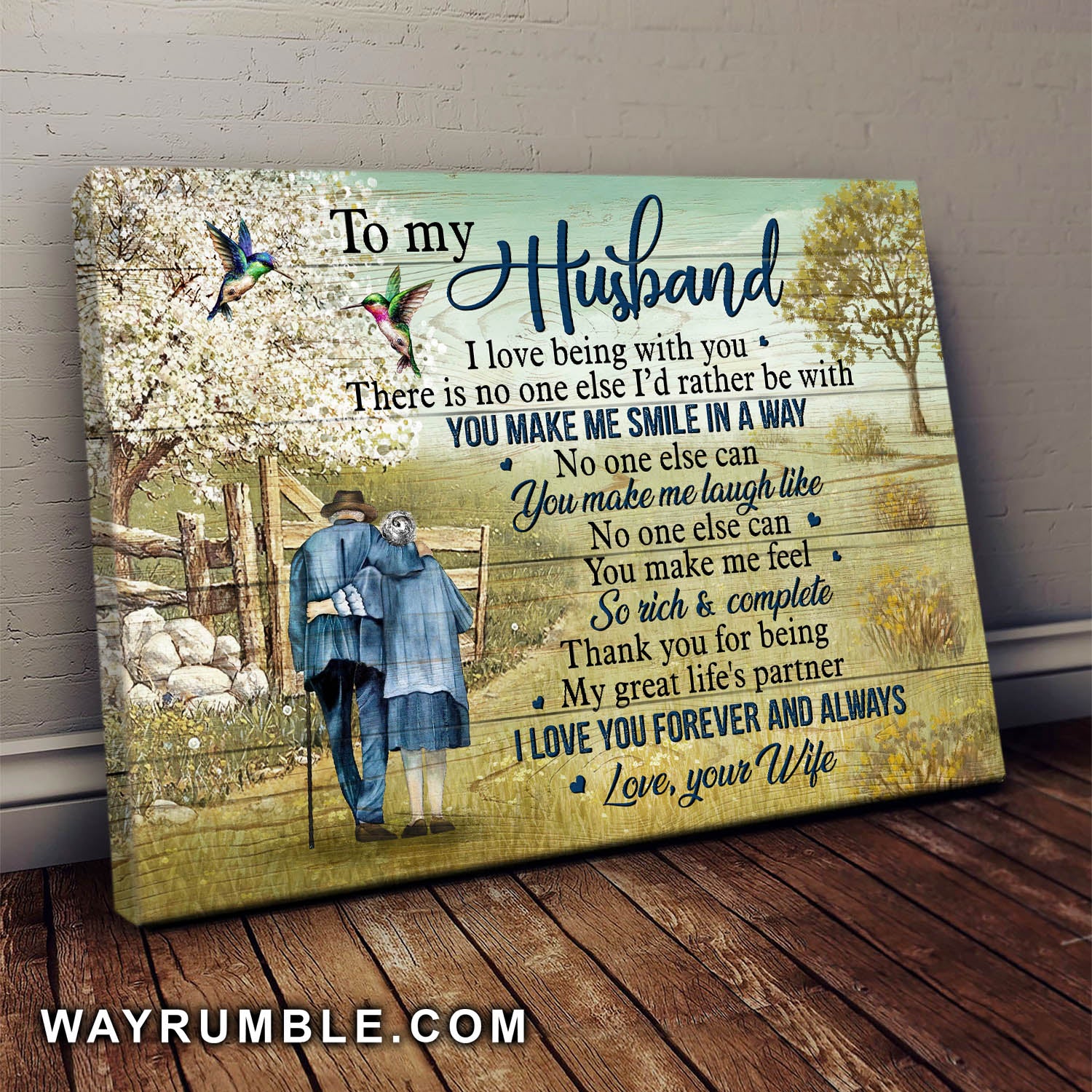 To my husband, Old Couple, On the road, Thank you for being my life partner - Couple Landscape Canvas Prints, Wall Art