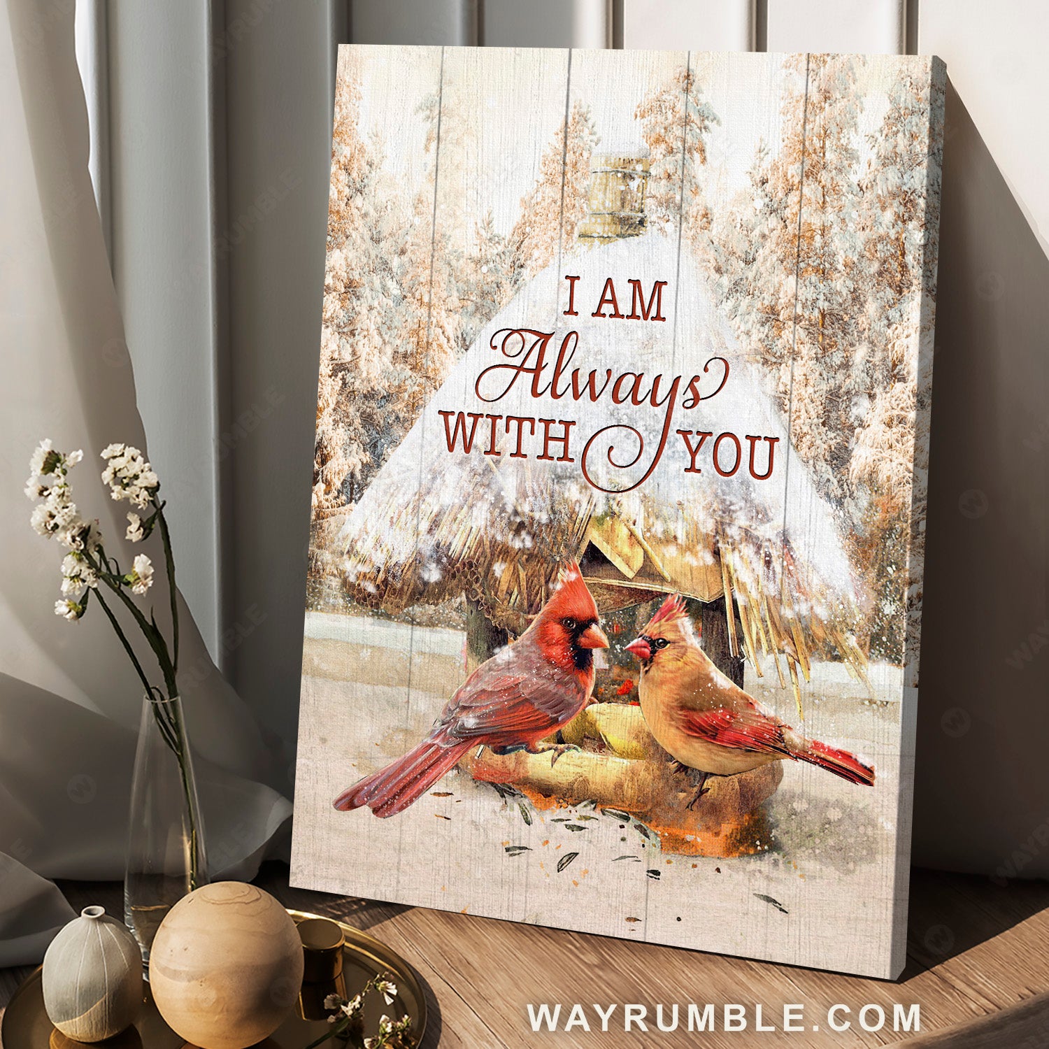 Lovely cardinals, Stunning birdhouse, Winter forest, I am always with you - Couple Portrait Canvas Prints, Wall Art