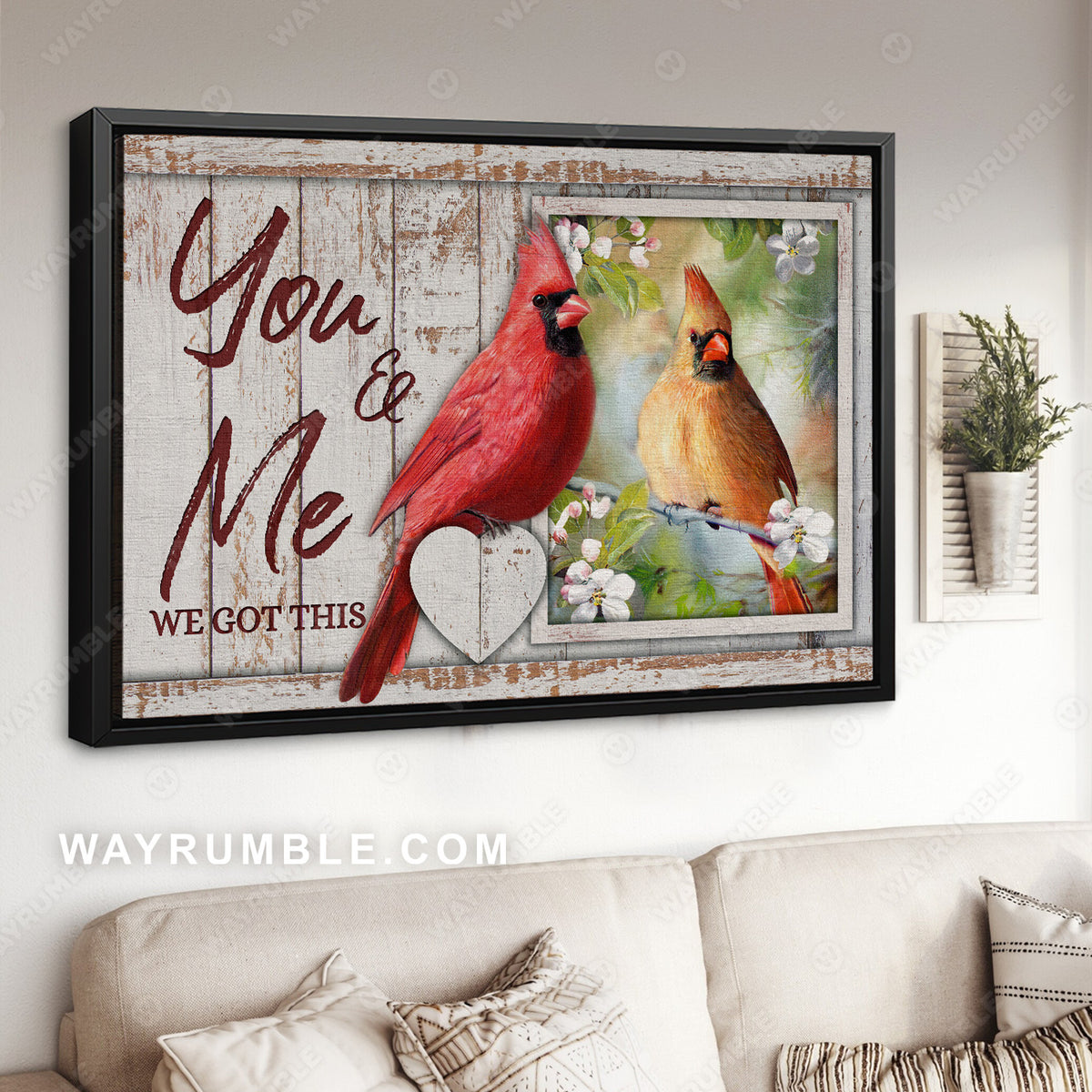 Beautiful cardinal, Jasmine artwork, Pretty forest, You and me, We got this - Couple Landscape Canvas Prints, Wall Art