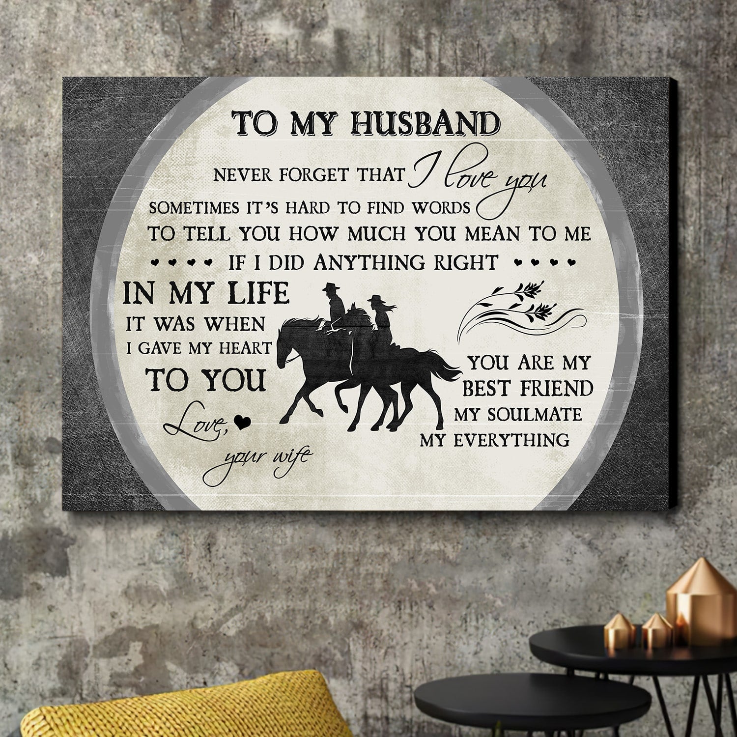 To my husband, Riding Horse, Shadow, Never forget that I love you - Couple Landscape Canvas Prints, Wall Art