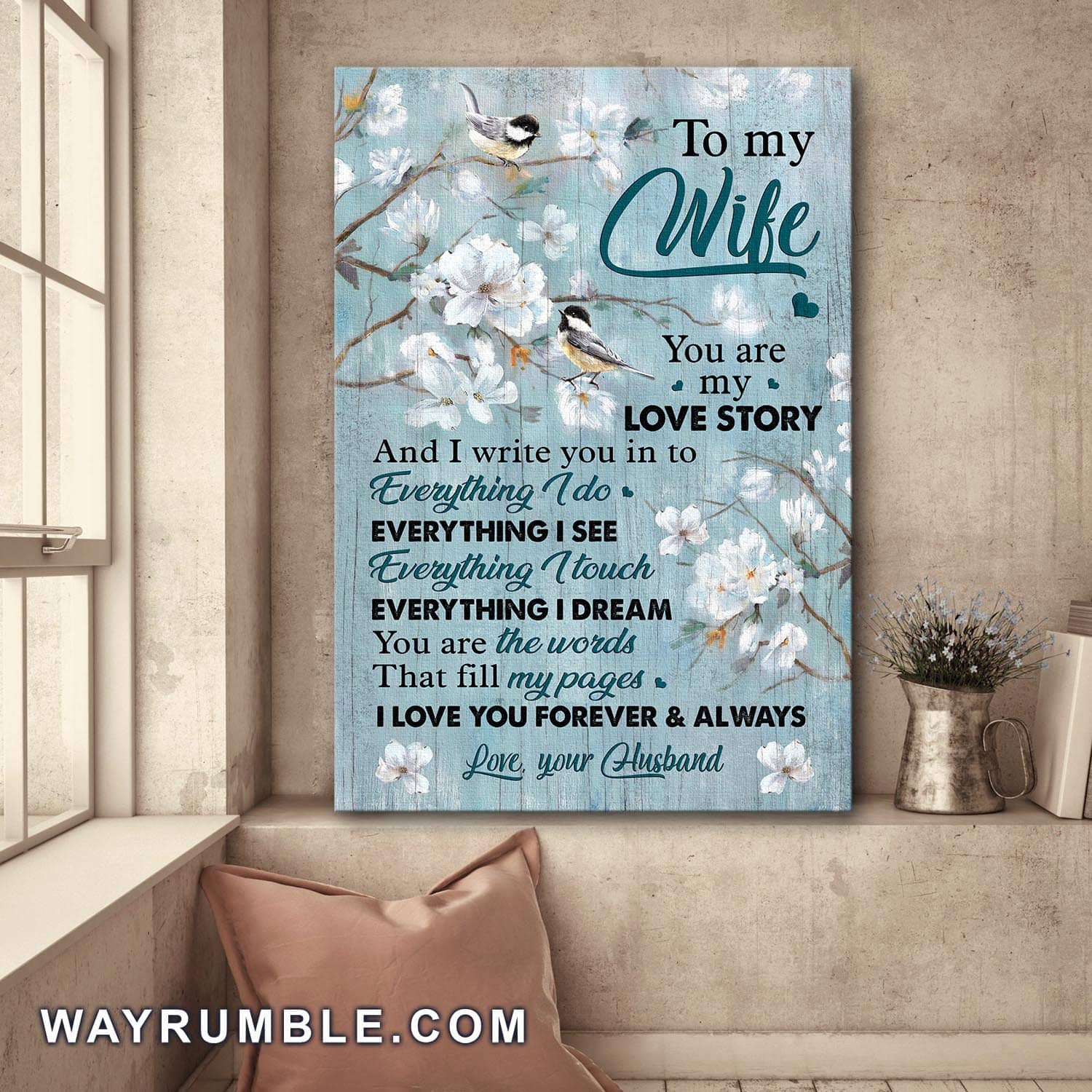 To my wife, Sparrow Couple, You are my love story - Couple Portrait Canvas Prints, Wall Art