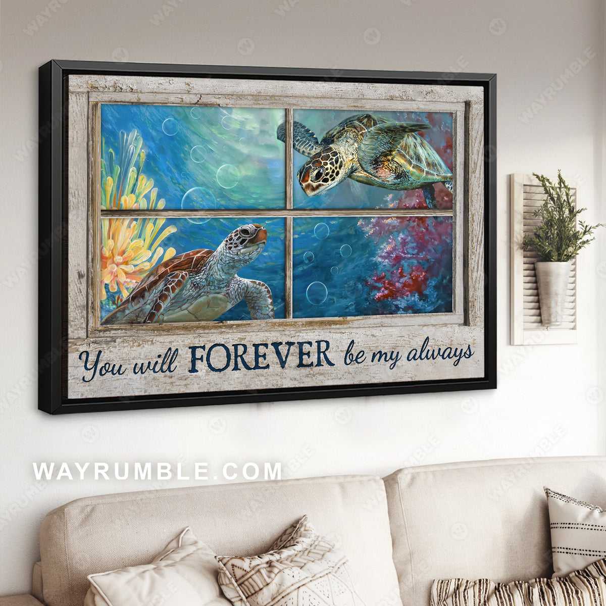 Oldest sea turtle, Amazing ocean, You will forever be my always - Couple Landscape Canvas Prints, Wall Art
