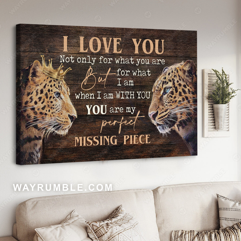 Leopard drawing, You are my perfect missing piece - Couple Landscape Canvas Prints, Wall Art