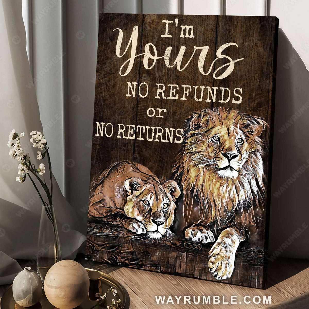 Lion couple, Lion drawing, Animal oil painting, I am yours - Couple Portrait Canvas Prints, Wall Art