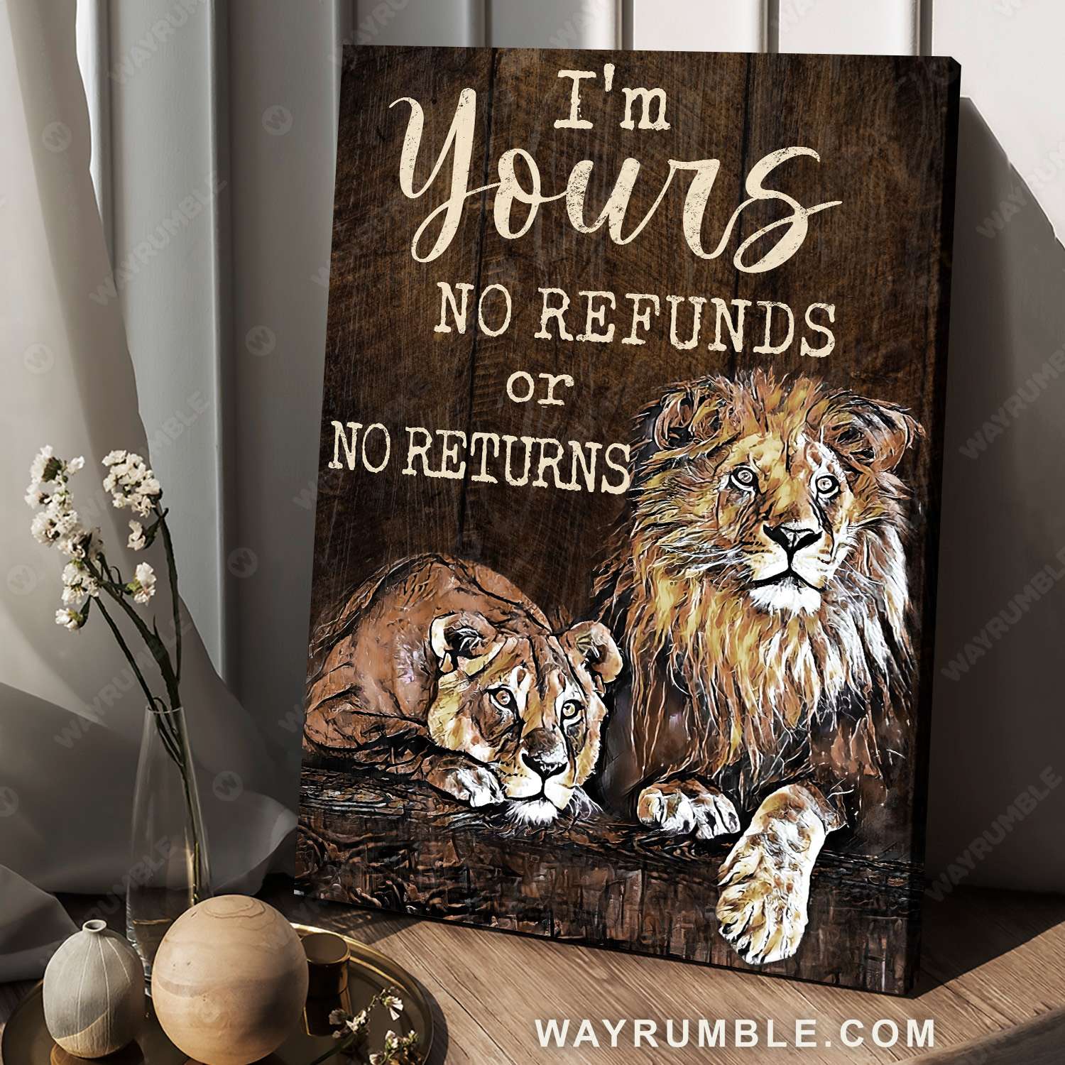 Lion couple, Lion drawing, Animal oil painting, I am yours - Couple Portrait Canvas Prints, Wall Art