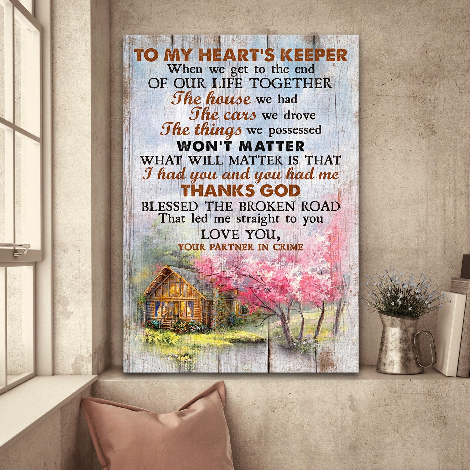 Peaceful life, By the riverside, Peach Blossom, When we get to the end together - Couple Portrait Canvas Prints, Wall Art