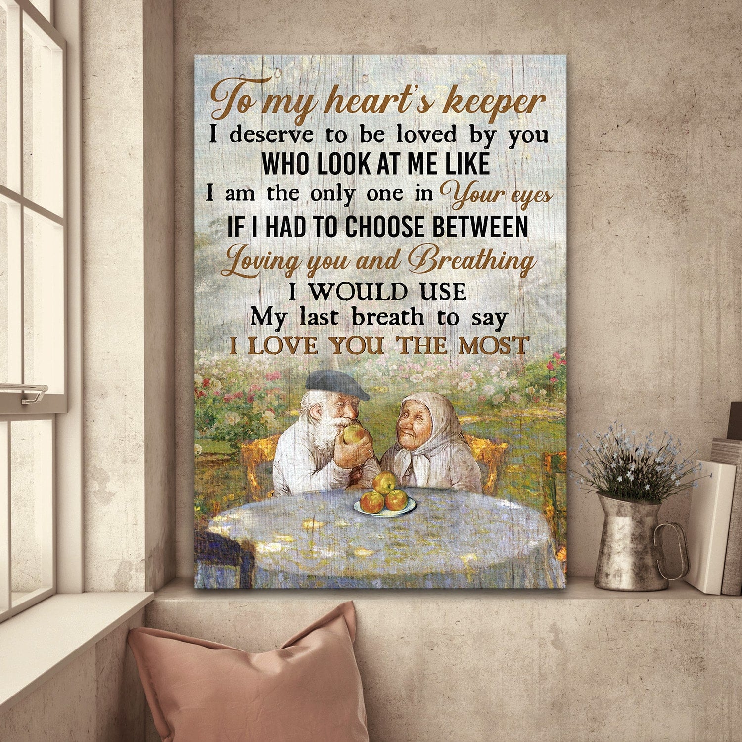 Older Couple, Happy Together, In the garden, I use my last breath to say I love you - Couple Portrait Canvas Prints, Wall Art