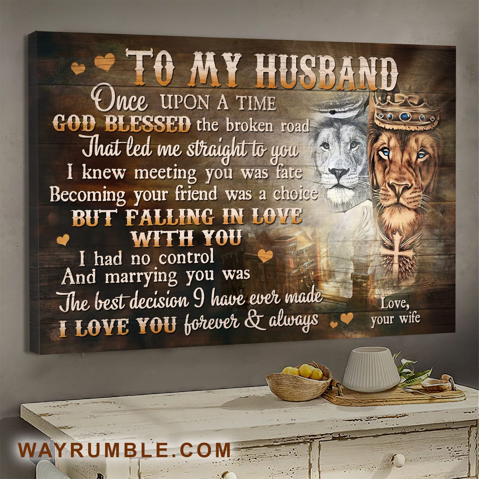 To my husband, Lion King, Marrying you was the best decision I've ever made - Couple Landscape Canvas Prints, Wall Art