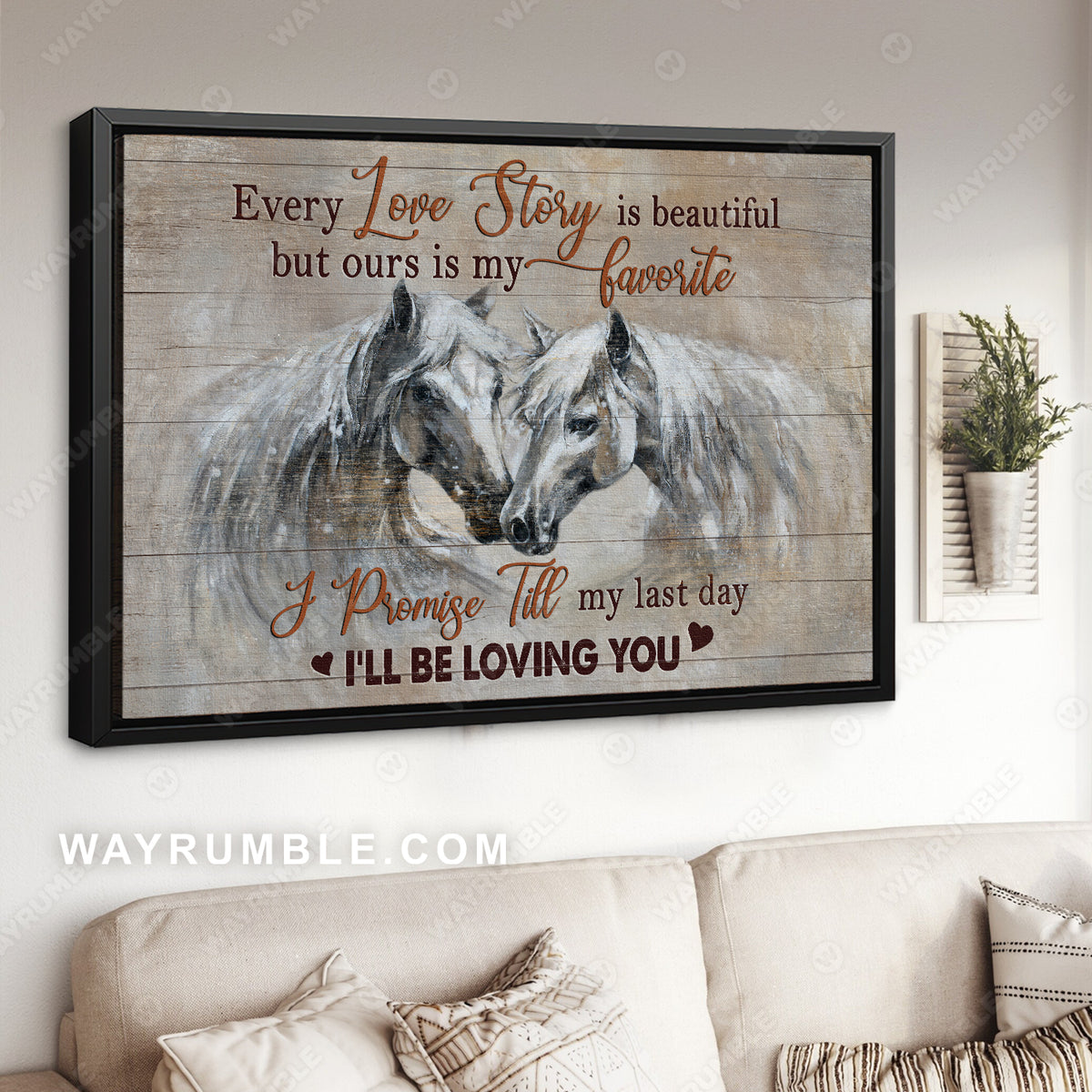 Horse Couple, Heart Shape, I&#39;ll Be Loving You - Couple Landscape Canvas Prints, Wall Art